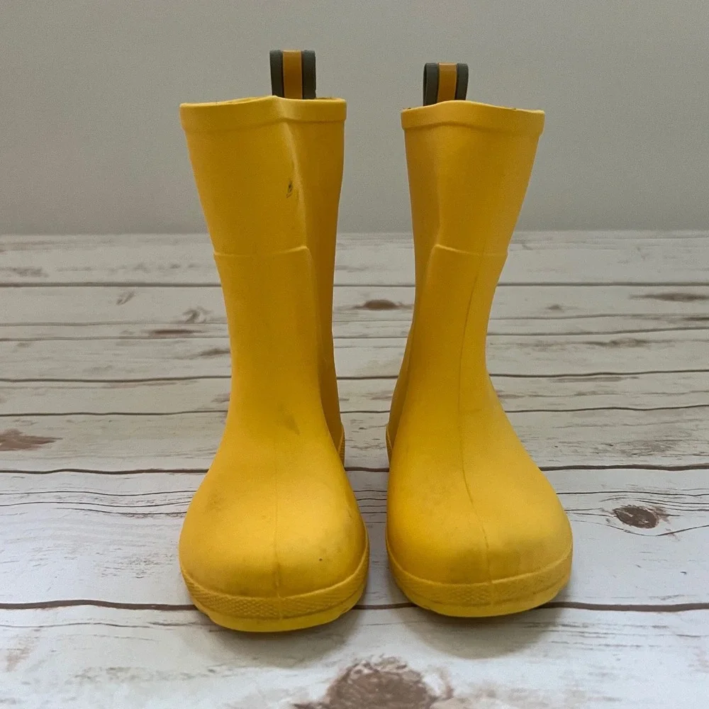 Totes Rain Boots Yellow Pull-On Waterproof Rubber Kids Size 7/8